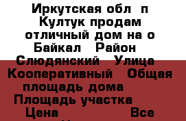 Иркутская обл. п.Култук продам отличный дом на о.Байкал › Район ­ Слюдянский › Улица ­ Кооперативный › Общая площадь дома ­ 94 › Площадь участка ­ 12 › Цена ­ 2 900 000 - Все города Недвижимость » Дома, коттеджи, дачи продажа   . Адыгея респ.,Майкоп г.